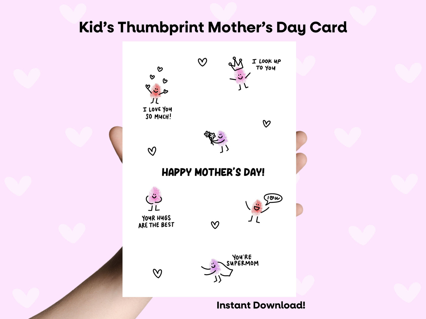 DIGITAL Happy Mother's Day Thumbprint Art Card