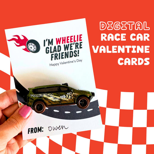 Digital Race Car Printable Valentine Cards Simply Happy Paper