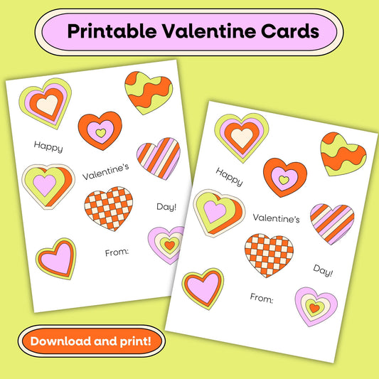 Digital Colorful Hearts Printable Valentine Cards (Copy) Simply Happy Paper