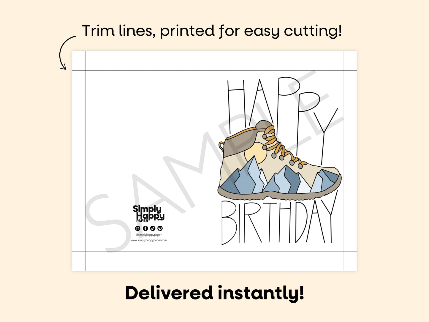 DIGITAL Happy Birthday Hiking Boot Card