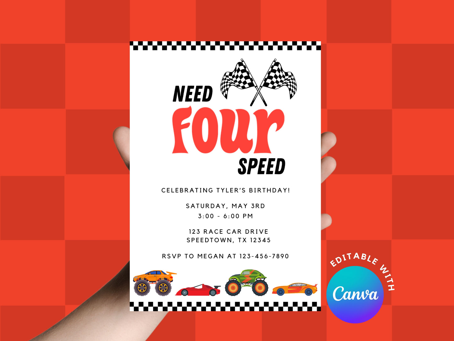 DIGITAL Need Four Speed Birthday Party Invitation Simply Happy Paper