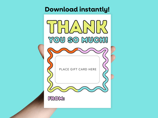 DIGITAL Colorful Thank You Gift Card Holder