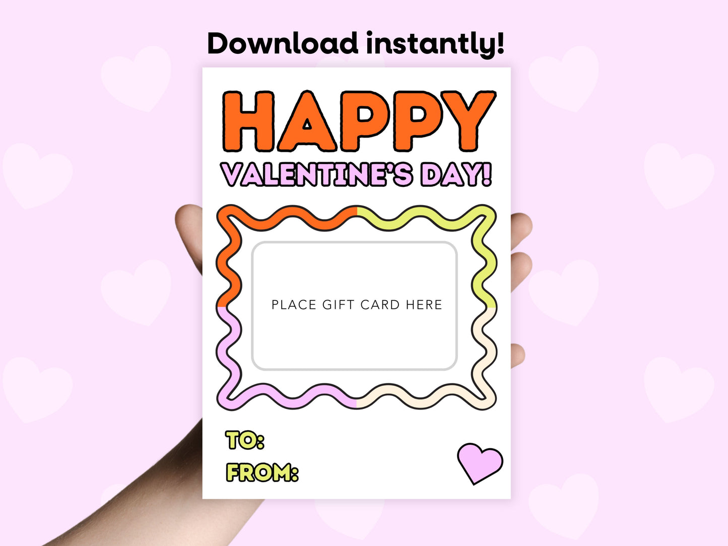 DIGITAL Colorful Happy Valentine's Day Gift Card Holder