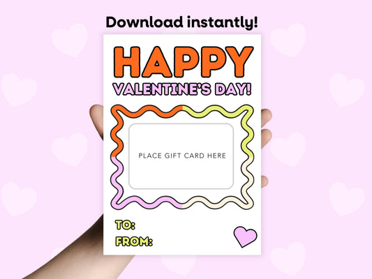 DIGITAL Colorful Happy Valentine's Day Gift Card Holder